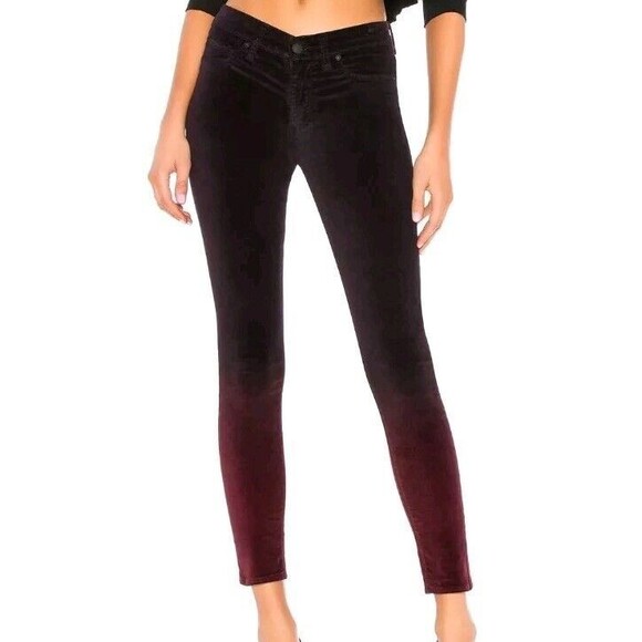 HUDSON Nico Midrise Skinny Purple Ombre Velvet Cropped Ankle Pants Sz 30 Stretch - Picture 9 of 9